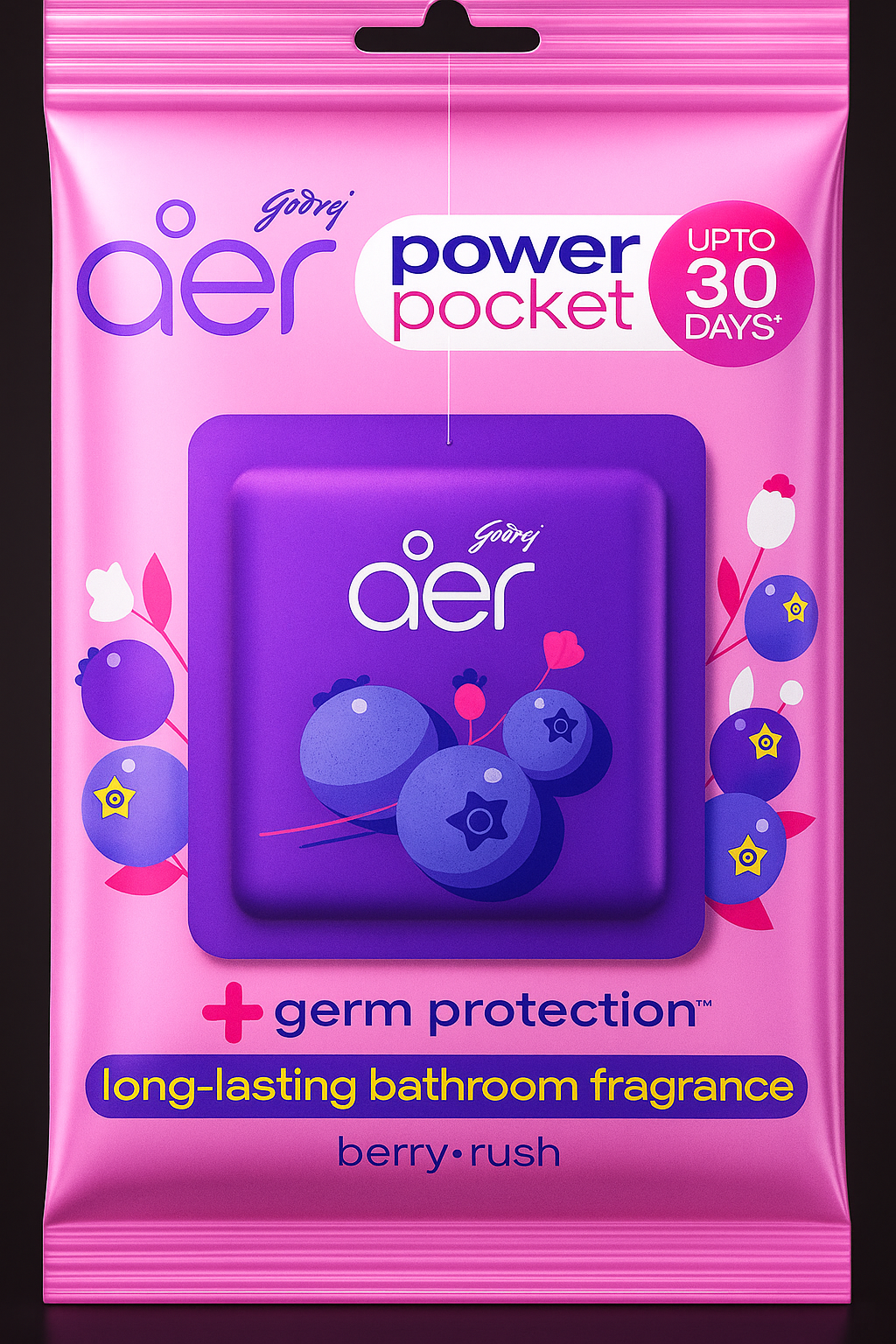 Godrej Aer Plug Power Bathroom Fragrance Pocket - Berry Rush 10g